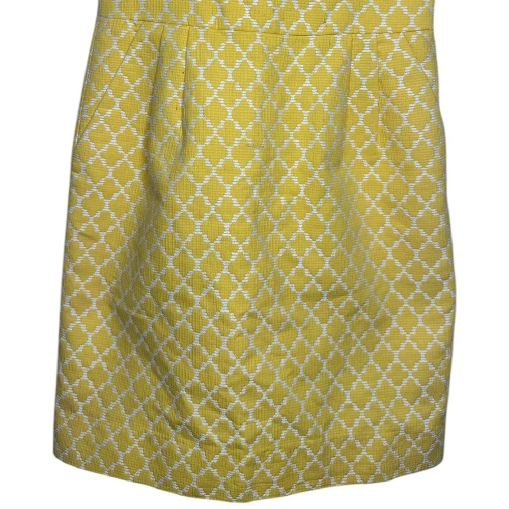 Kate Spade New York Hilary Yellow White Quatrefoil Sweetheart Dress Size 2